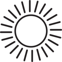 Sol ícone Preto linha desenhando ou rabisco logotipo luz solar símbolo clima elemento png