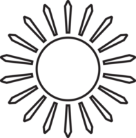 Dom icono negro línea dibujo o garabatear logo luz de sol símbolo clima elemento png