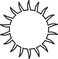 Soleil icône noir ligne dessin ou griffonnage logo lumière du soleil symbole temps élément png