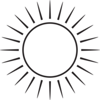 Sol ícone Preto linha desenhando ou rabisco logotipo luz solar símbolo clima elemento png