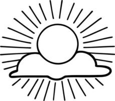 Dom icono negro línea dibujo o garabatear logo luz de sol firmar símbolo clima nubes elemento dibujos animados estilo vector ilustración