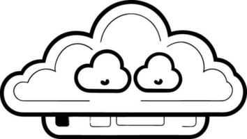 cloud icon outline sign clouds draw black line symbol graphic design weather forecast doodle style  vector illustration