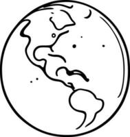 eco tierra planeta icono garabatear negro circulo de globo mundo ambiente día mano dibujar contorno logo concepto vector ilustración