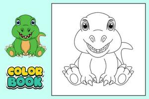 Coloring book for kids cute tyrannosaur vector