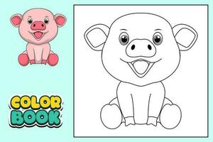 Coloring book for kids piglets vector