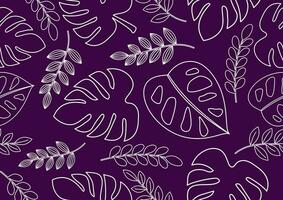 Colorful tropical leaves and flowers poster background vector illustration.