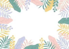 Colorful tropical leaves and flowers poster background vector illustration