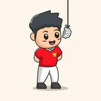cracker eating contest. flat character vector. Indonesian Independence day vector
