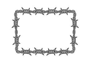 Rectangular shape frame from twisted barbwire vector