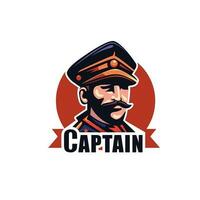 Captain ship head vintage vector