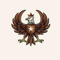 eagle with open wings with star on chest and crown vector