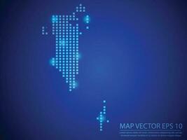 square point map blue color, Bahrain map with light on blue background vector