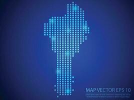 square point map blue color, Benin map with light on blue background vector