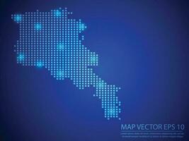 square point map blue color, Armenia map with light on blue background vector