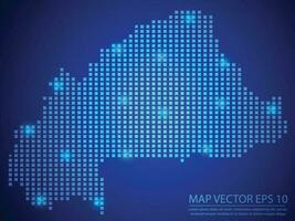 square point map blue color,Burkina Faso map with light on blue background vector