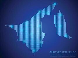 square point map blue color, Brunei Darussalam map with light on blue background vector