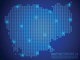 square point map blue color,Cambodia map with light on blue background vector