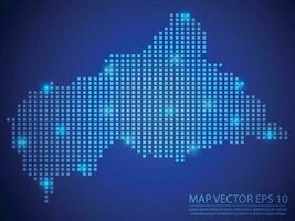 square point map blue color, Central African Republic map with light on blue background vector