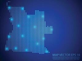 square point map blue color, Angola map with light on blue background vector