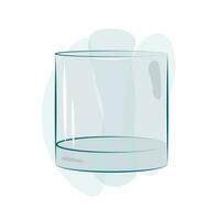Blue wide glass water glass with highlights and shadows in watercolor style. Vector. Object vector