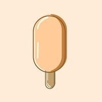 Yellow vanilla cold ice cream on peach background with highlights looks appetizing. Vector, object, EPS10. vector