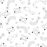 Galaxy y2k aesthetic minimalist outline graphic seamless pattern vector