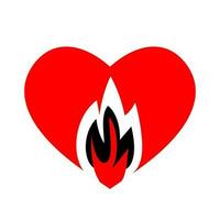 Burning Heart flaming heart on a white background concept of the feeling of love vector