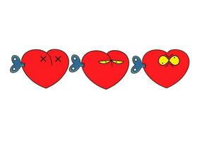 Set of funny hearts. A heart with a clockwork mechanism vector