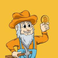 miner bitcoin digital. web 3 and NFT. crypto coin miner character vector