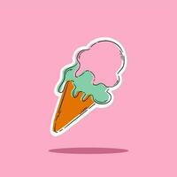 Ice Cream Vector Icon Illustration. Food Icon Concept White Isolated. Flat Cartoon Style Suitable for Web Landing Page, Banner, Sticker, Background