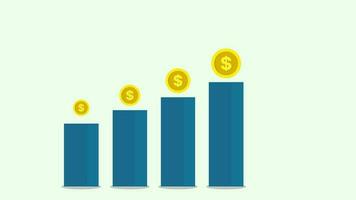 animado crescimento gráfico com moedas em eles, ótimo para usar para conteúdo sobre negócios, investimento, conquista, etc video