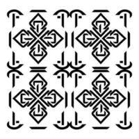 Simple symmetrical geometric vector arabic pattern, interconnected geometric shapes, with a cross in the center, repeating design, simple and modern, with a clean and minimalist look.