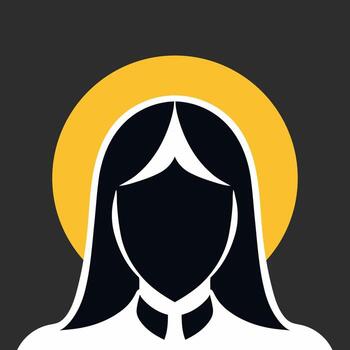 Vector avatar of a nun with a halo, face in the form of a shield.