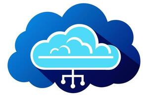 Cloud computing concept vector illustration, cloud with a network cable running through it.