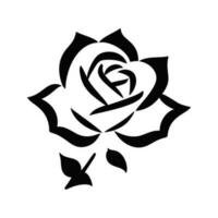 Simple black and white rose icon, minimalistic design for print, web, tattoo. vector