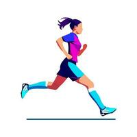 Running woman character, vector illustration.