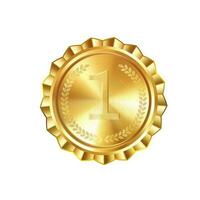 realista dorado medalla con grabado laurel guirnalda y número uno. versátil diseños para personalizado premios y creativo proyectos foto