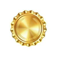 Blank golden medal template with engraved laurel wreath. Versatile designs for custom awards and creative projects photo