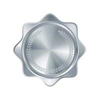 Blank silver medal template with engraved laurel wreath. Versatile designs for custom awards and creative projects photo