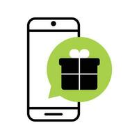 smartphone gift box flat icon vector