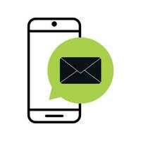 smartphone message inbox flat icon vector