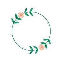 green floral with brown wreath frame vector