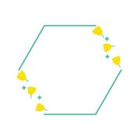 a green polygon with yellow flower vector