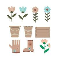 conjunto de jardinería herramientas vector ilustración