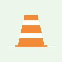 Colorful traffic cone sign flat vector illustration