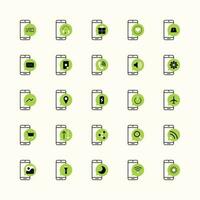 set of green mobile icon vector illustration