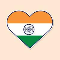 Heart-shaped tricolor India Independence Day sticker vector