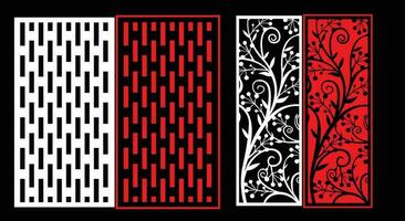 Decorative wall panels set Jali design CNC pattern, laser cutting pattern, router CNCcutting.Jali Laser cut decorative panel set with lace pattern. vector