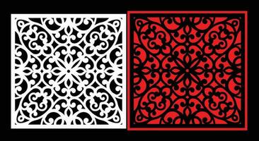 Decorative wall panels set Jali design CNC pattern, laser cutting pattern, router CNCcutting.Jali Laser cut decorative panel set with lace pattern. vector