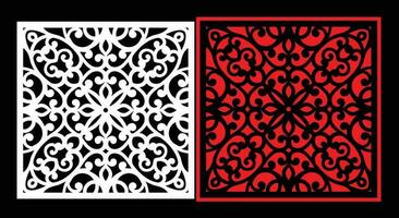 Decorative wall panels set Jali design CNC pattern, laser cutting pattern, router CNCcutting.Jali Laser cut decorative panel set with lace pattern. vector